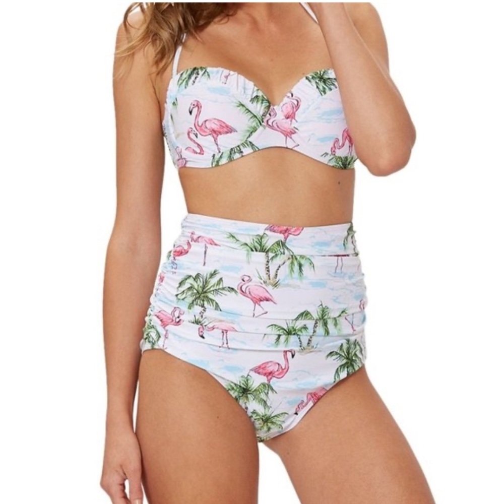 Marilyn Monroe Flamingo Retro High-Waist Two Piece Bikini Swimsuit